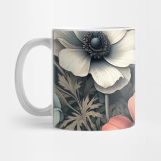 anemone and poppy flower pattern 3 Mug